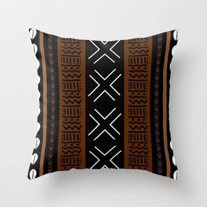 African Tribal Abstract Bogolan Throw Pillow Gallery Image 1