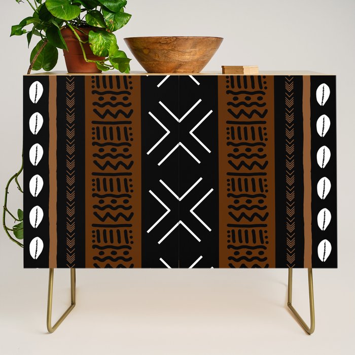 African Tribal Abstract Bogolan Credenza