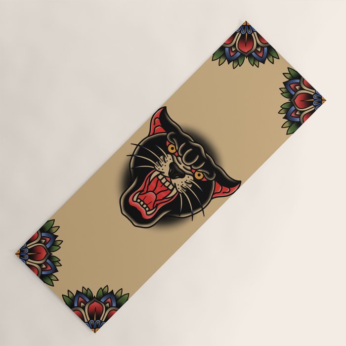 Traditional Tattoo Panther  Yoga Mat Gallery Image 1