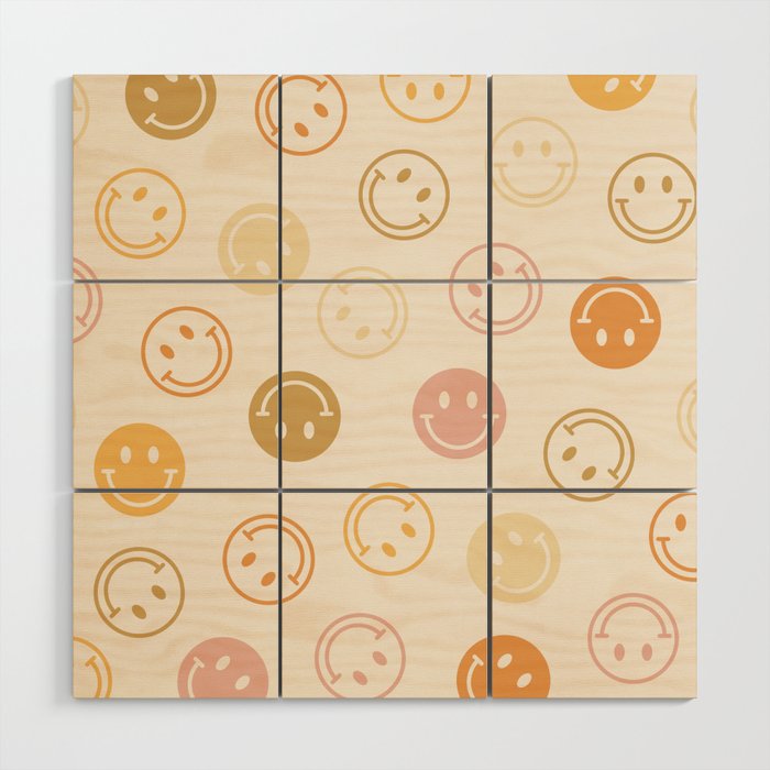 Neutral Smiley Face Pattern Wood Wall Art Gallery Image 1