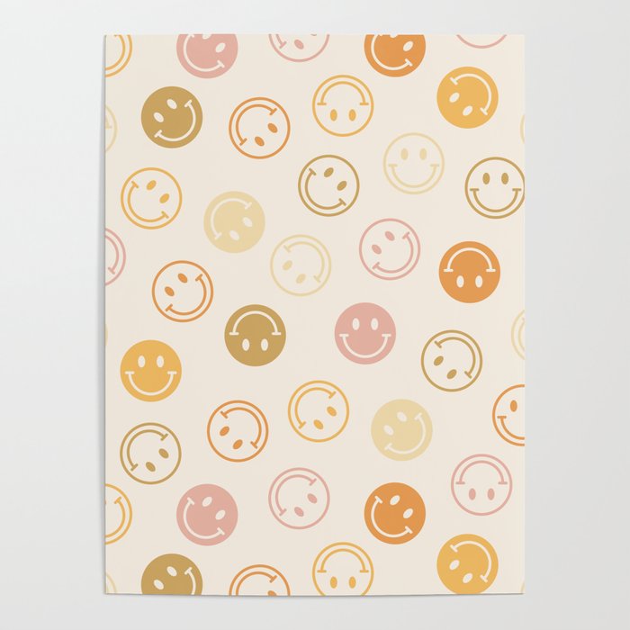 Neutral Smiley Face Pattern Poster Gallery Image 1