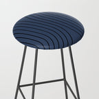 Minimal Line Curvature IV Navy Blue Mid Century Modern Arch Abstract Stool Gallery Image 2