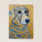 Blue and Gold Klimt Dog with Brown Eyes Stationery Card Gallery Image 2