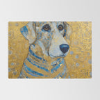 Blue and Gold Klimt Dog with Brown Eyes Rug Gallery Image 2