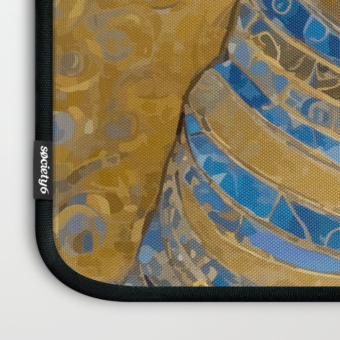 Blue and Gold Klimt Dog with Brown Eyes Laptop Sleeve Gallery Image 3