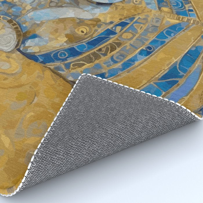 Blue and Gold Klimt Dog with Brown Eyes Rug Gallery Image 4
