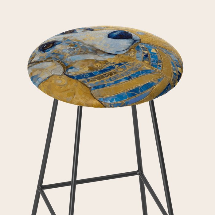 Blue and Gold Klimt Dog with Brown Eyes Stool Gallery Image 2