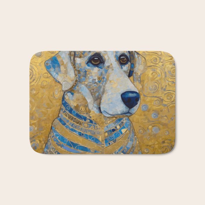 Blue and Gold Klimt Dog with Brown Eyes Bath Mat Gallery Image 1