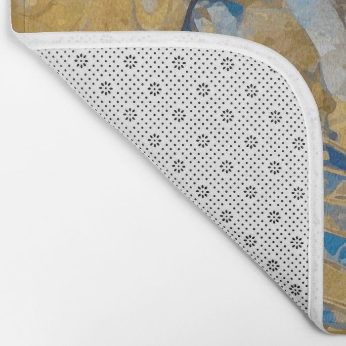 Blue and Gold Klimt Dog with Brown Eyes Bath Mat Gallery Image 2
