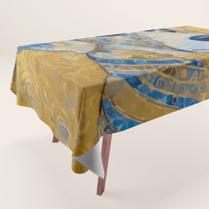 Blue and Gold Klimt Dog with Brown Eyes Tablecloth Gallery Image 1