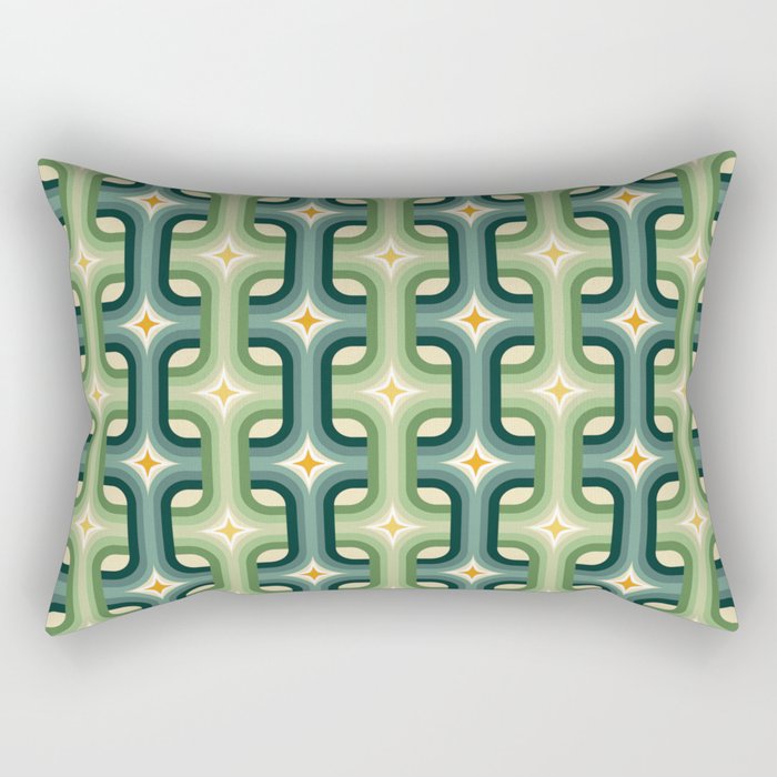 Retro chain pattern teal Rectangular Pillow Gallery Image 1