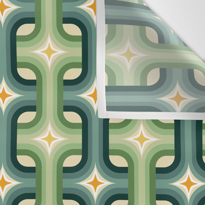 Retro chain pattern teal Wall Tapestry Gallery Image 3