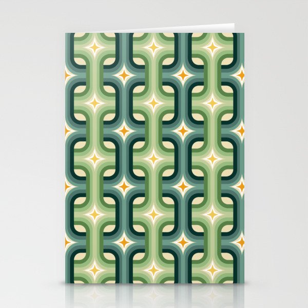 Retro chain pattern teal Stationery Card Gallery Image 2