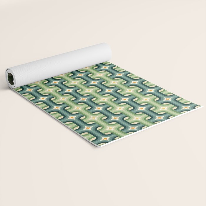 Retro chain pattern teal Yoga Mat Gallery Image 2
