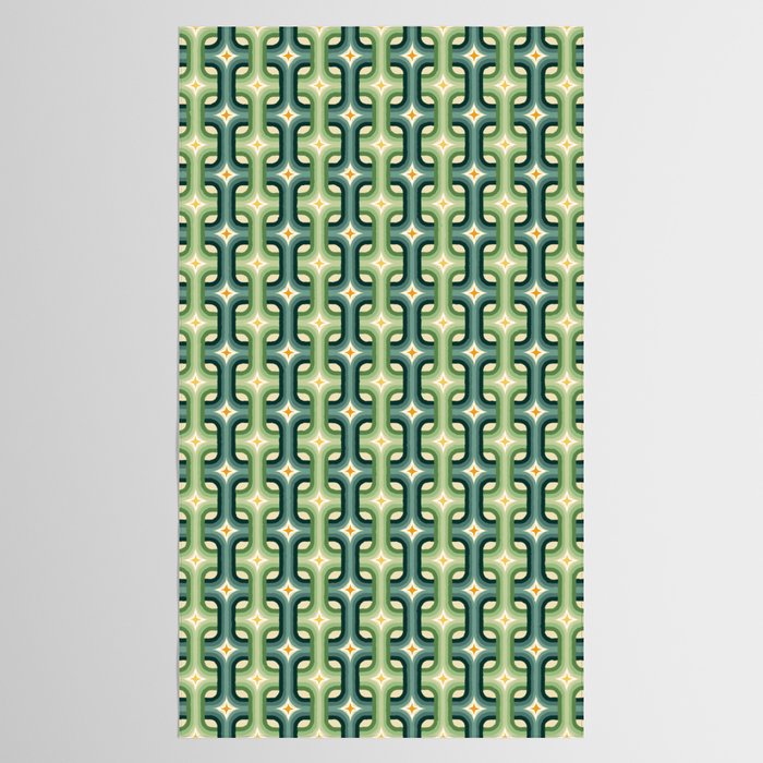 Retro chain pattern teal Tablecloth Gallery Image 2