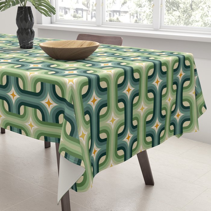 Retro chain pattern teal Tablecloth Gallery Image 3