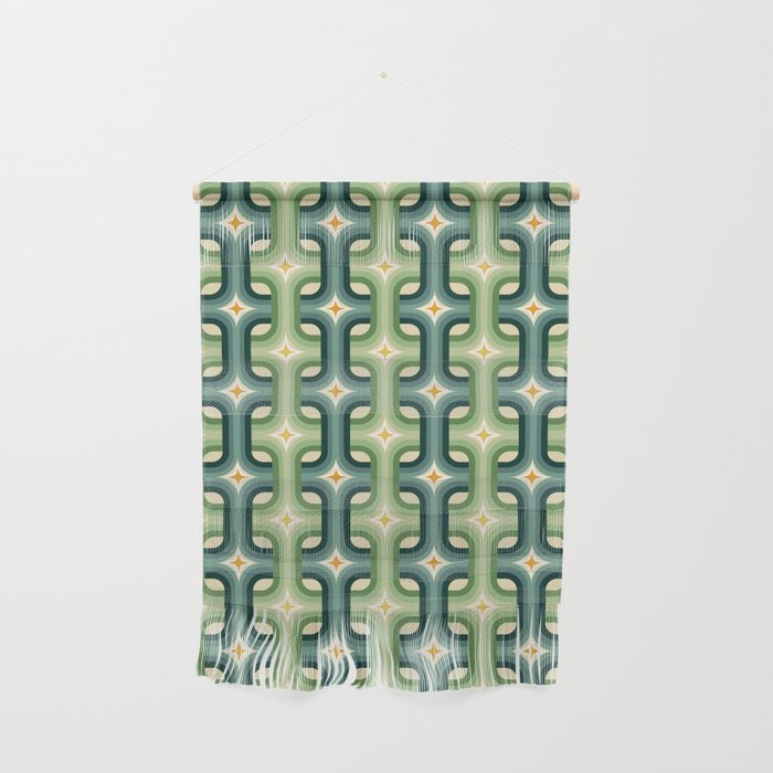Retro chain pattern teal Wall Hanging Gallery Image 1