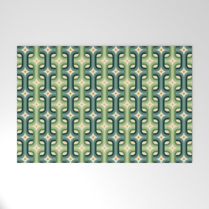 Retro chain pattern teal Welcome Mat Gallery Image 1
