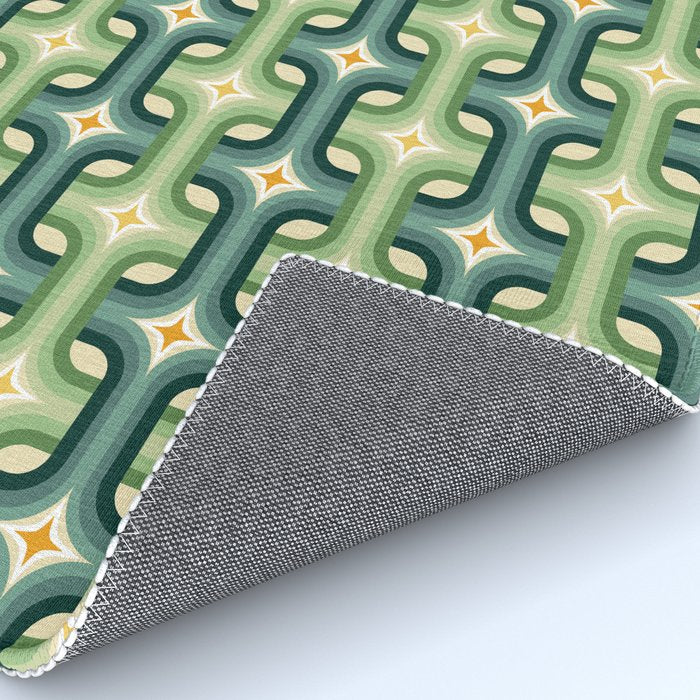 Retro chain pattern teal Rug Gallery Image 4