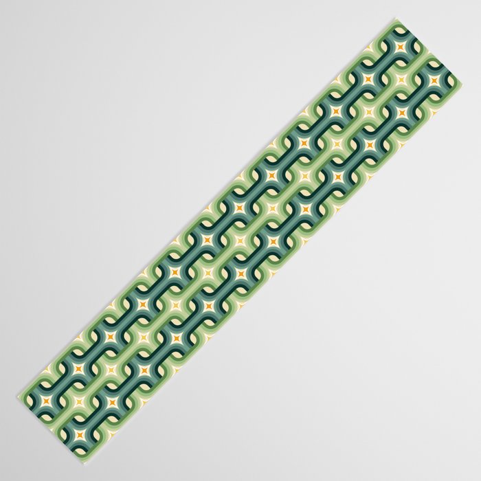 Retro chain pattern teal Table Runner Gallery Image 3