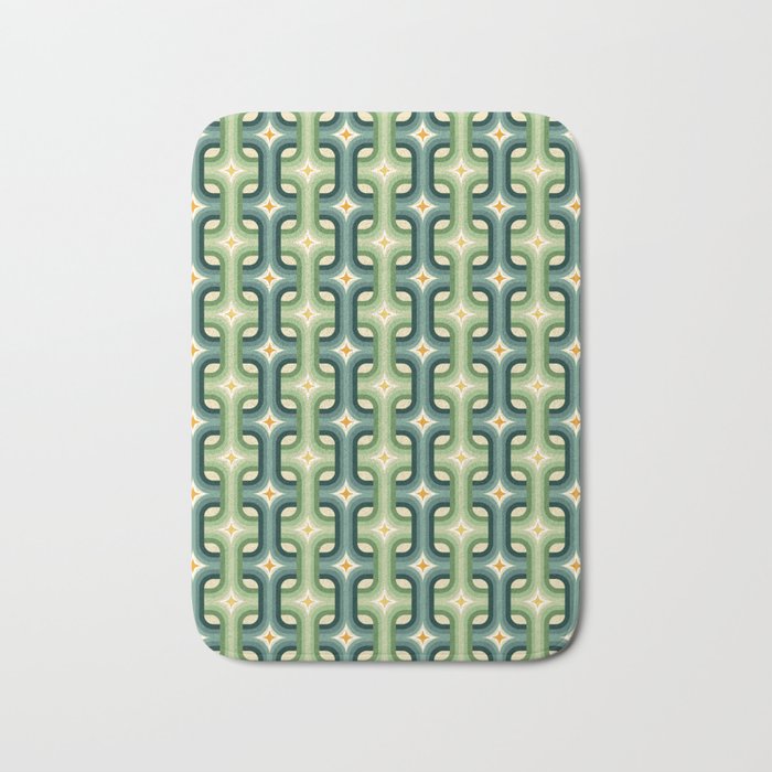 Retro chain pattern teal Bath Mat Gallery Image 1