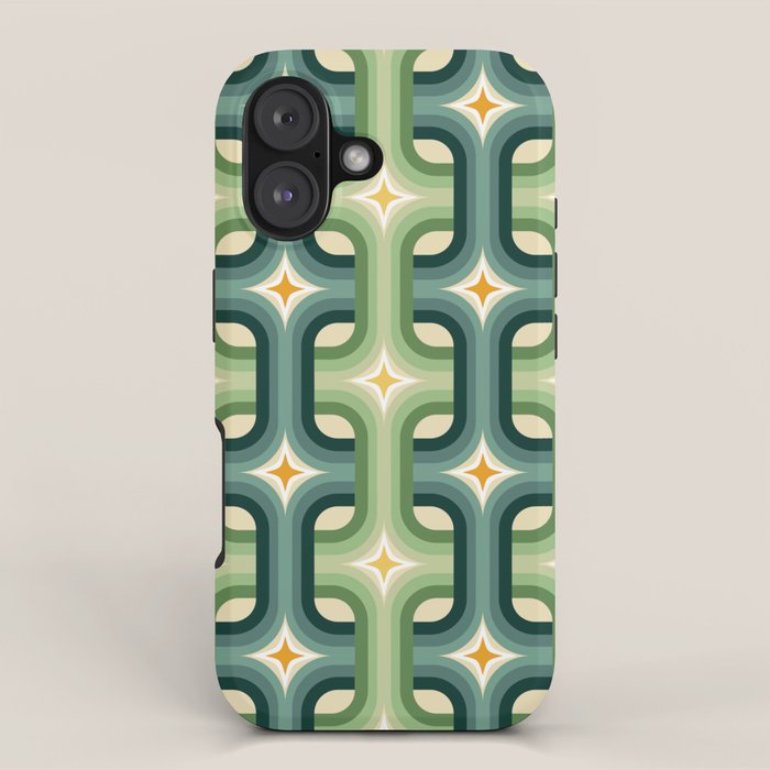Retro chain pattern teal iPhone Case Gallery Image 1