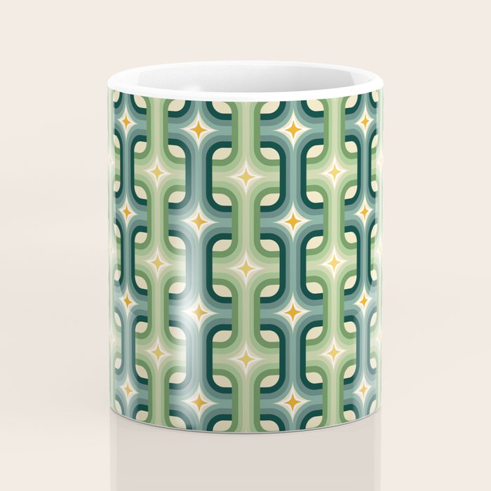 Retro chain pattern teal Coffee Mug Gallery Image 4