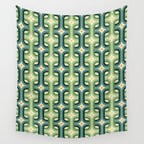 Retro chain pattern teal Wall Tapestry Gallery Image 4