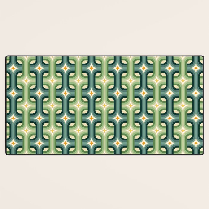 Retro chain pattern teal Desk Mat Gallery Image 3