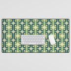 Retro chain pattern teal Desk Mat Gallery Image 1