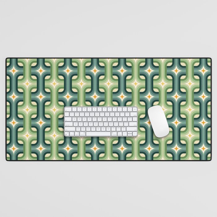 Retro chain pattern teal Desk Mat Gallery Image 1