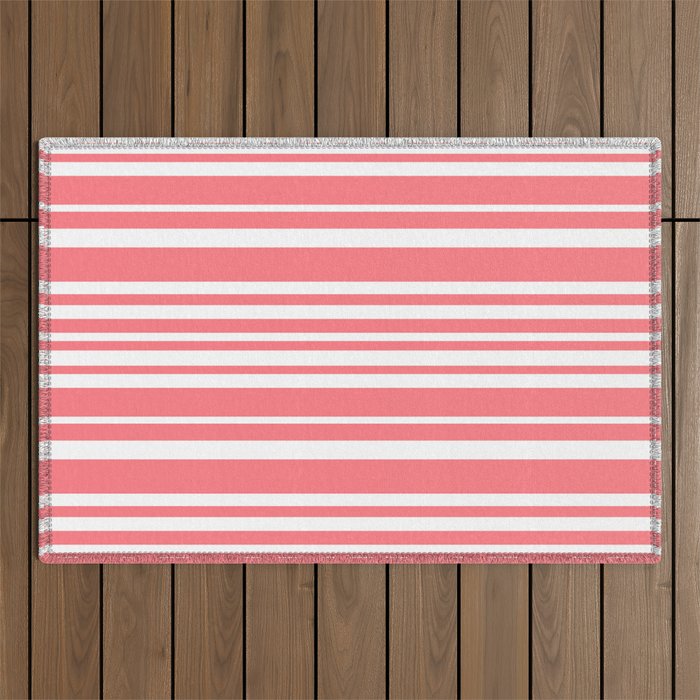 Classic Stripes XXXII - Coral Pink Outdoor Rug Gallery Image 1