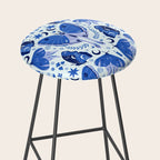 Vintage Blue Moths Stool Gallery Image 2