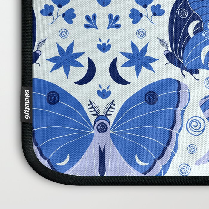 Vintage Blue Moths Laptop Sleeve Gallery Image 3