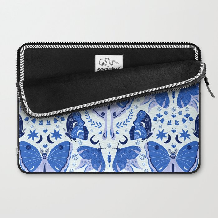 Vintage Blue Moths Laptop Sleeve Gallery Image 2