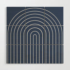 Minimal Arch XIV Navy Blue Modern Geometric Lines Wood Wall Art Gallery Image 1