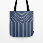 Minimal Arch XIV Navy Blue Modern Geometric Lines Tote Bag Gallery Image 1