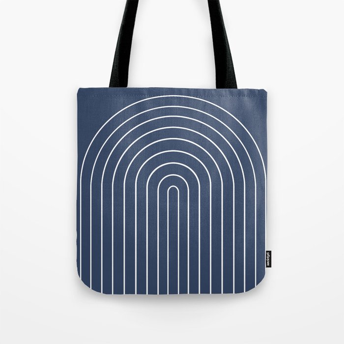 Minimal Arch XIV Navy Blue Modern Geometric Lines Tote Bag Gallery Image 1
