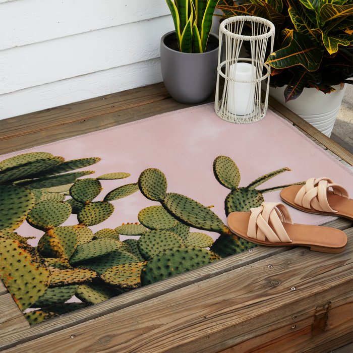 Cactus on Pink Sky Outdoor Rug Gallery Image 2