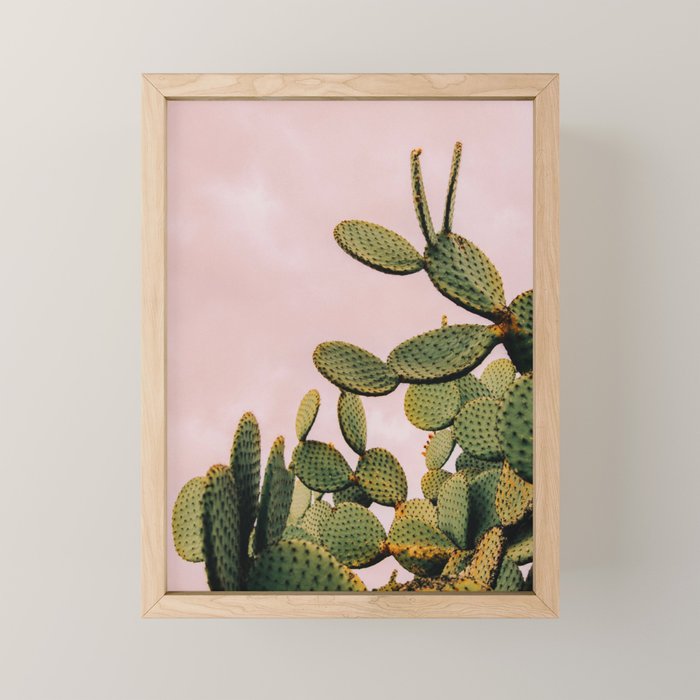 Cactus on Pink Sky Mini Art Print Gallery Image 1