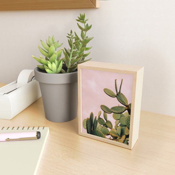 Cactus on Pink Sky Mini Art Print Gallery Image 2