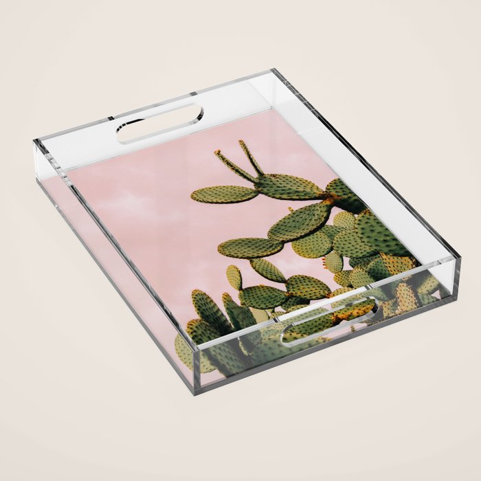 Cactus on Pink Sky Acrylic Tray Gallery Image 1