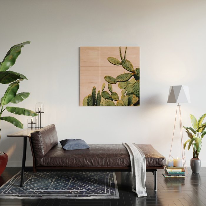 Cactus on Pink Sky Wood Wall Art Gallery Image 2