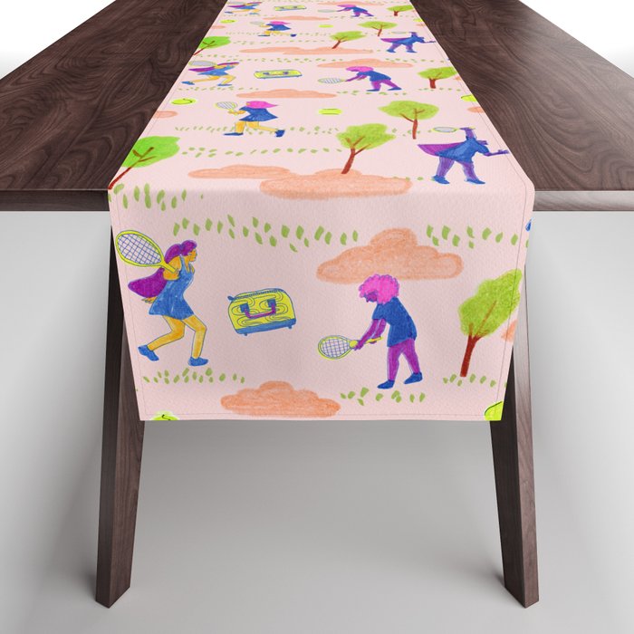 Let's Play Tennis in Peachy Pink Table Runner Gallery Image 1