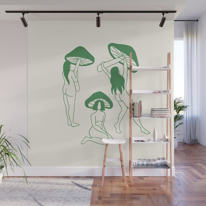 Mushroom Ladies Line Art Wall Mural Gallery Image 1