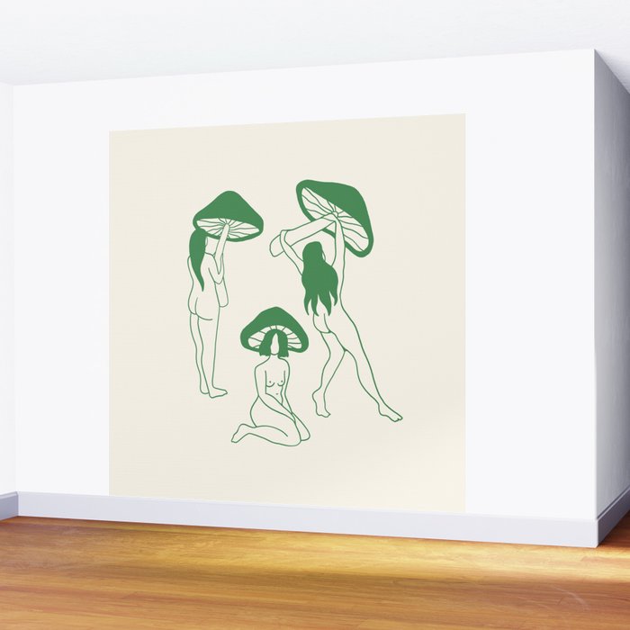 Mushroom Ladies Line Art Wall Mural Gallery Image 2