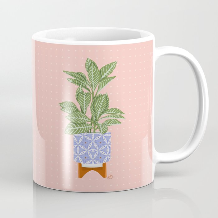 Patterned Pot Plant on Geometric Background Coffee Mug Gallery Image 1