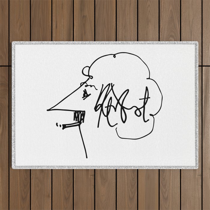 Vonnegut Self Portrait Artwork, Design for Wall Art, Prints, Posters, Tshirts, Bags, Women, Men, Kid Outdoor Rug Gallery Image 1