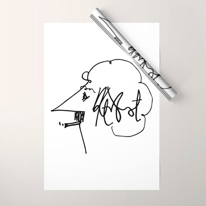 Vonnegut Self Portrait Artwork, Design for Wall Art, Prints, Posters, Tshirts, Bags, Women, Men, Kid Wrapping Paper Gallery Image 1