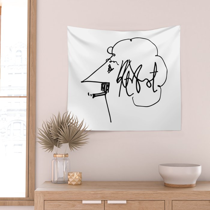 Vonnegut Self Portrait Artwork, Design for Wall Art, Prints, Posters, Tshirts, Bags, Women, Men, Kid Wall Tapestry Gallery Image 2